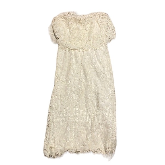 LULUS White Lace Strapless Midi Dress Size XS - Picture 2 of 9